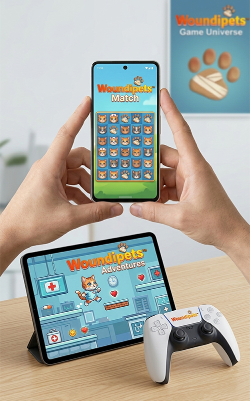 Woundipets mobile app mini games